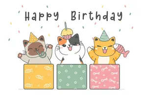 Celebratory Cats Happy Birthday Illustration Wallpaper