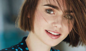 Celebrity Lily Collins Short Bob Wallpaper