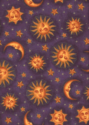 Celestial Fabric Pattern Wallpaper