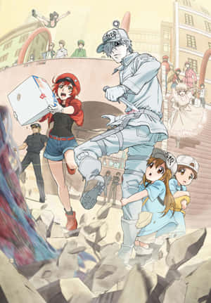 Cells At Work Action Packed Anime Poster Wallpaper