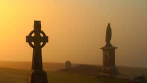 Celtic Cross At Sunrise Wallpaper