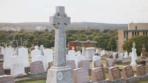 Celtic Cross In Cemetery Wallpaper