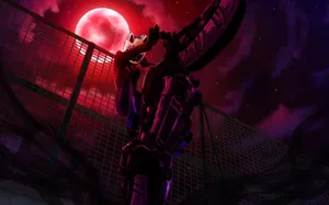 Celty Sturluson Riding Her Motorcycle In The City Wallpaper