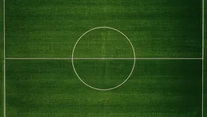 Center Circle Top View Football Field Wallpaper