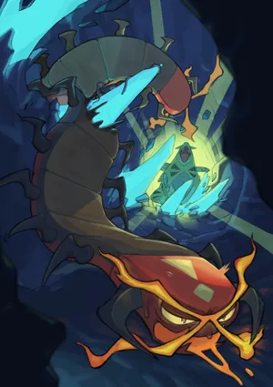 Centiskorch Stabbed By Ice Wallpaper