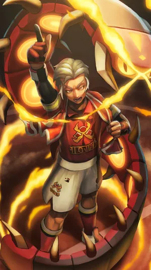 Centiskorch With Kabu Pointing Up Wallpaper