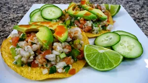 Ceviche Tostadas On Big Round Tortillas Wallpaper