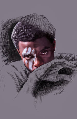 Chadwick Boseman Realistic Digital Painting Wallpaper