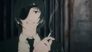 Chainsaw Man Himeno Smiling With Cigarette Wallpaper