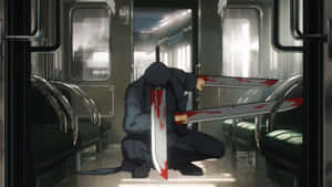 Chainsaw Man Katana Man Subway Scene Wallpaper