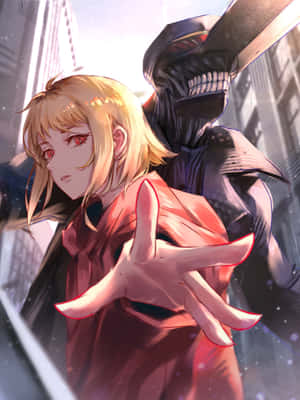 Chainsaw Man Katana Manand Blonde Character Wallpaper