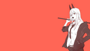 Chainsaw Man Power In Minimalist Art Wallpaper