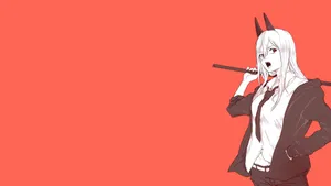 Chainsaw Man Power In Minimalist Art Wallpaper