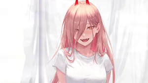 Chainsaw Man Power Smiling Wallpaper