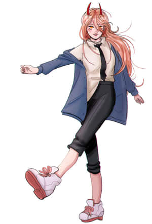 Chainsaw_ Man_ Power_ Striding_ Illustration Wallpaper