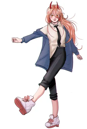 Chainsaw_ Man_ Power_ Striding_ Illustration Wallpaper