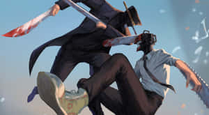 Chainsaw Manvs Katana Man Duel Wallpaper