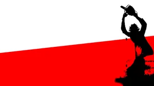 Chainsaw Silhouette Against Red Background Wallpaper