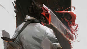 Chainsaw Wielding Figure Artwork Wallpaper