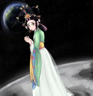 Chang'e Moon Goddess Illustration Wallpaper