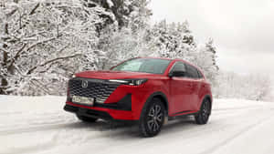 Changan Cs55 Red S U V Winter Scene Wallpaper