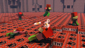 Characters Walking On Minecraft Tnt Wallpaper