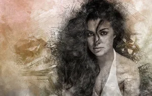 Charcoal Drawing Of A Mysterious Woman Wallpaper