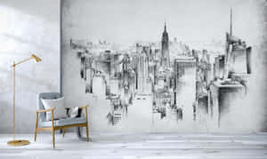 Charcoal Drawing Of A Serene Nature Landscape Wallpaper