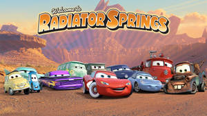 Charismatic Lightning Mcqueen In Radiator Springs Wallpaper