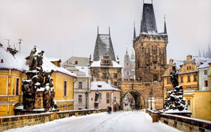 Charles Bridge Winter Desktop Wallpaper