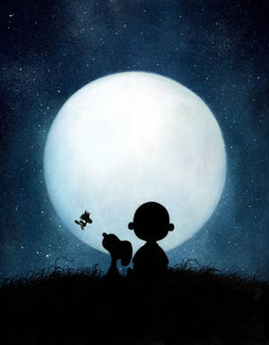 Charlie Brown Snoopy Full Moon Wallpaper