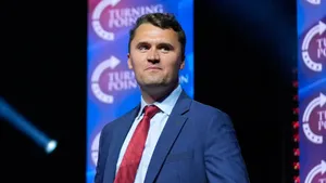 Charlie Kirk Speaking At Turning Point Wallpaper