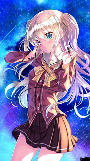 Charlotte Anime Nao With Headset Wallpaper