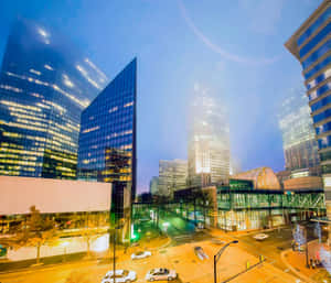 Charlotte Cityscape Twilight Glow Wallpaper