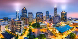 Charlotte Skyline Dusk Panorama Wallpaper