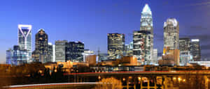 Charlotte Skyline Dusk Panorama Wallpaper