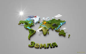 Charming 3d Land World Map Illustration Wallpaper