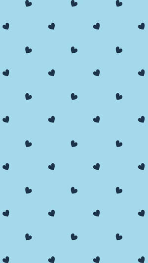Charming Blue Polka Dot Hearts Wallpaper