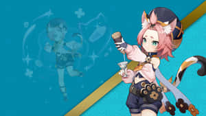Charming Diona From Genshin Impact With Her Adorable Cat-like Features Wallpaper