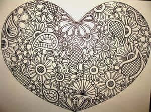 Charming Heart Doodle Artwork Wallpaper