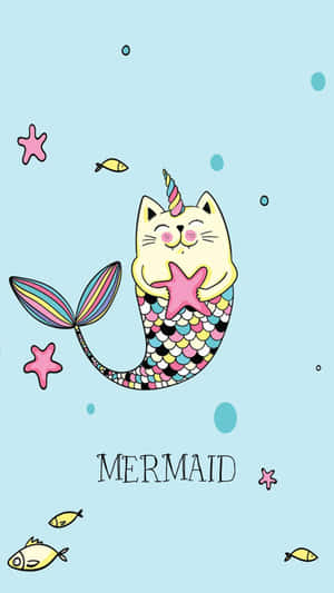 Charming Kawaii Mermaid Illustration Wallpaper