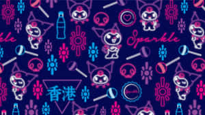 Charming Kuromi Pattern Wallpaper Wallpaper