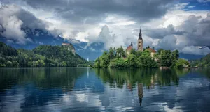 Charming View Of Church Of The Assumption Of Mary On Lake Bled, Wallpaper