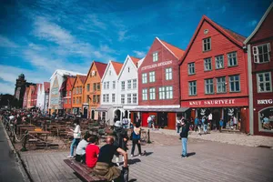 Charming Winter Scene In Bergen, Norway Wallpaper