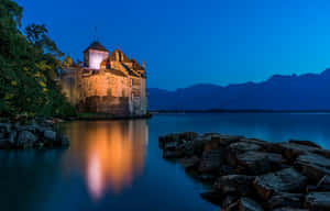 Chateaude Chillon Twilight Reflection Wallpaper