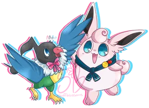 Chatot And Wigglytuff Wallpaper