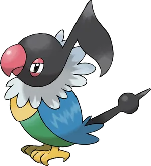 Chatot, The Music Note Pokémon, On A White Background Wallpaper