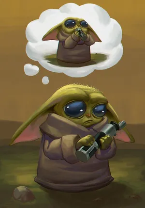 Check Out This Baby Yoda Cartoon Wallpaper