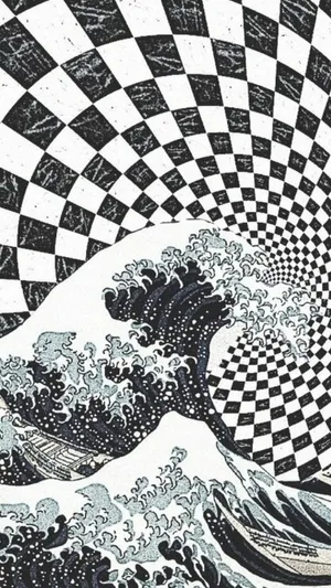 Checkered Wave Illusion Art Wallpaper