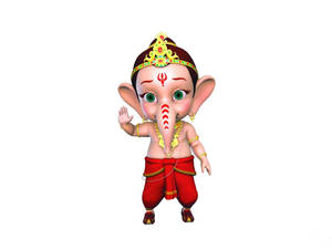 Cheerful Bal Ganesh Waving Hello Wallpaper